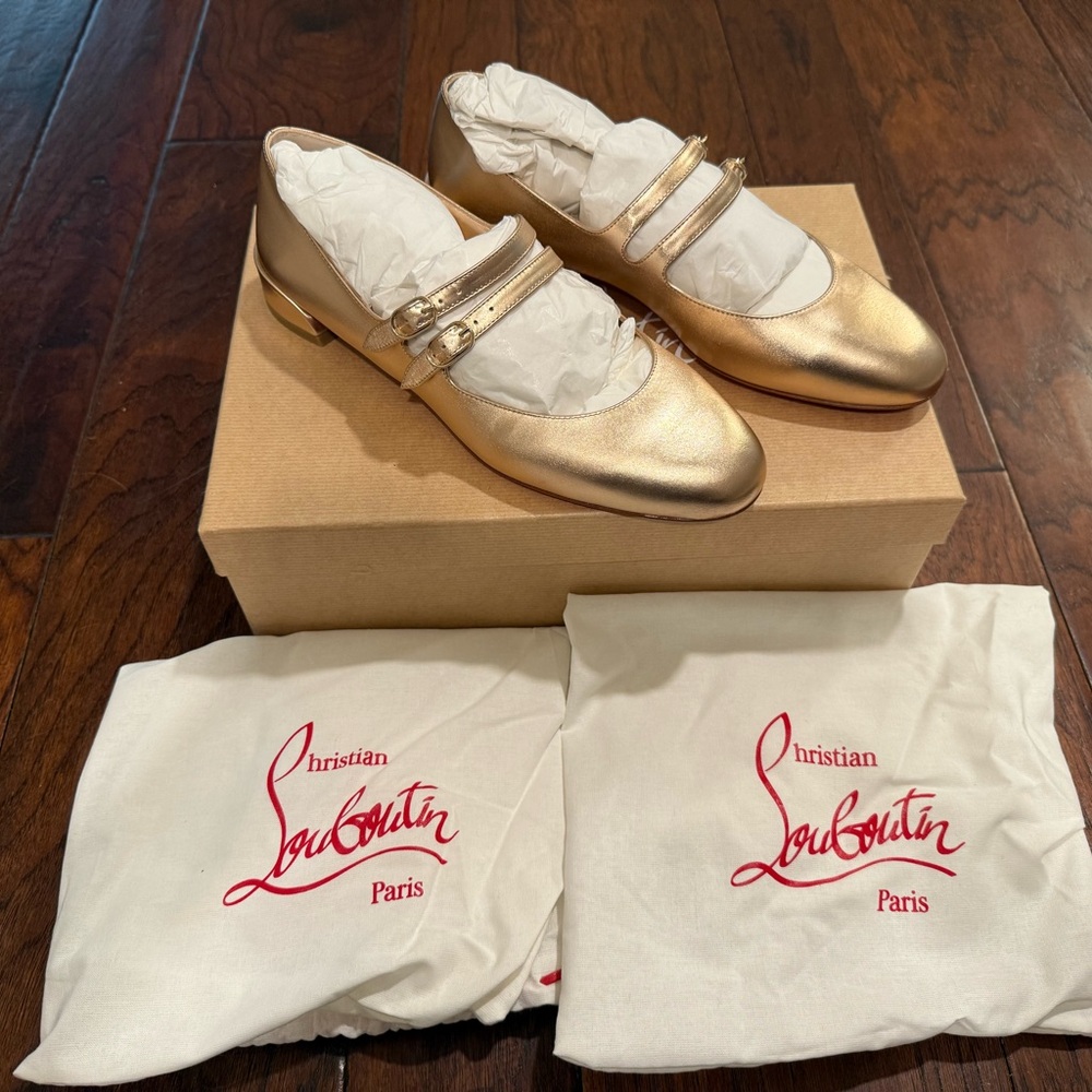 Christian Louboutin Metallic Gold Flats